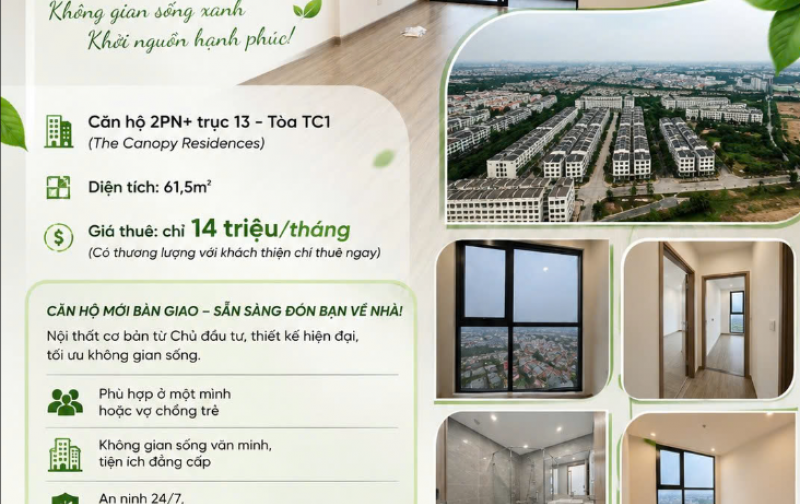  2PN+ The Canopy – Căn hộ vừa đẹp, vừa đủ cho cuộc sống lâu dài